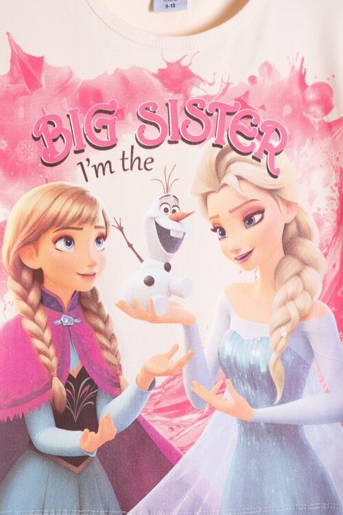 Fuşya Karlar Kraliçesi Baskılı Kız Çocuk Tişörtlü Şortlu Takım  23953