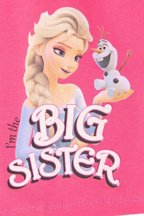 Fuşya Karlar Kraliçesi Baskılı Kız Çocuk Tişörtlü Şortlu Takım  23953