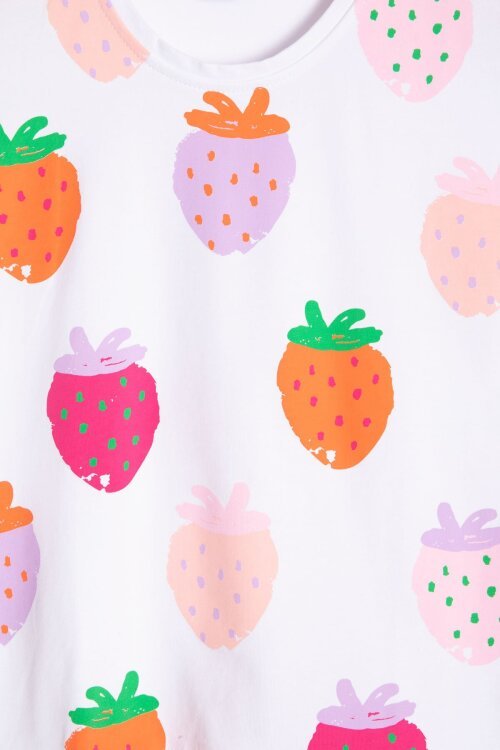 Fuşya Meyve Desenli Tişörtlü Kız Çocuk Şortlu Yazlık Takım 23850