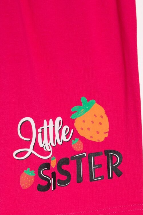 Fuşya Meyve Desenli Tişörtlü Kız Çocuk Şortlu Yazlık Takım 23850