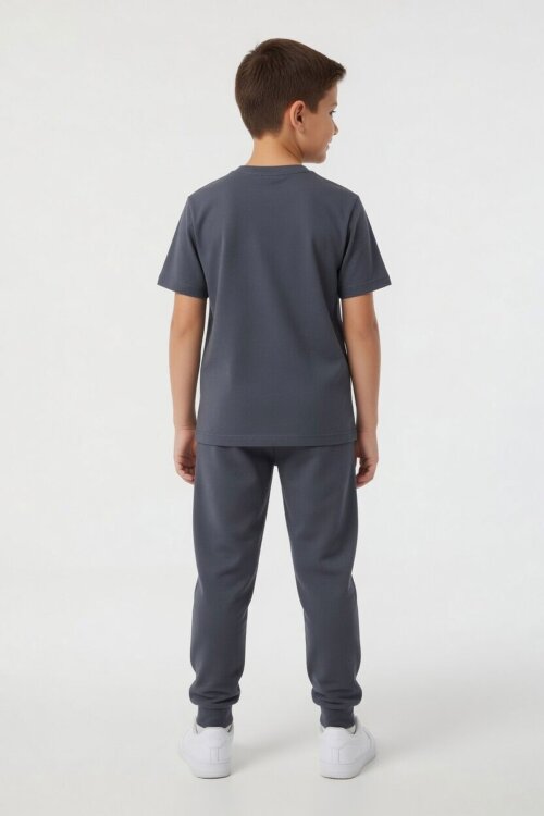 Gri Gamer Karakter Baskılı Tişörtlü Erkek Çocuk Eşofman Takımı  23876