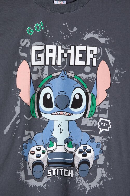 Gri Gamer Karakter Baskılı Tişörtlü Erkek Çocuk Eşofman Takımı  23876