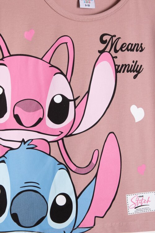 Gül Kurusu Karakter Baskılı Fitilli Bermuda Pantolonlu Kız Çocuk Tişörtlü Takım  23807