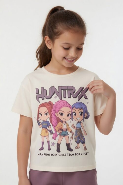 Gül Kurusu Kız Çocuk Temalı Şortlu Tişörtlü 2li Alt Üst Takım  23936