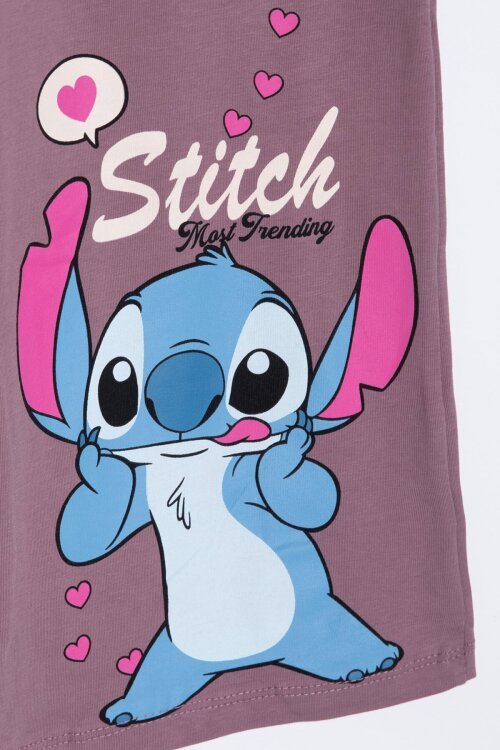 Gül Kurusu Sevimli Çizgi Karakter Baskılı Tişörtlü Kız Çocuk Geniş Paça  Takım 23859