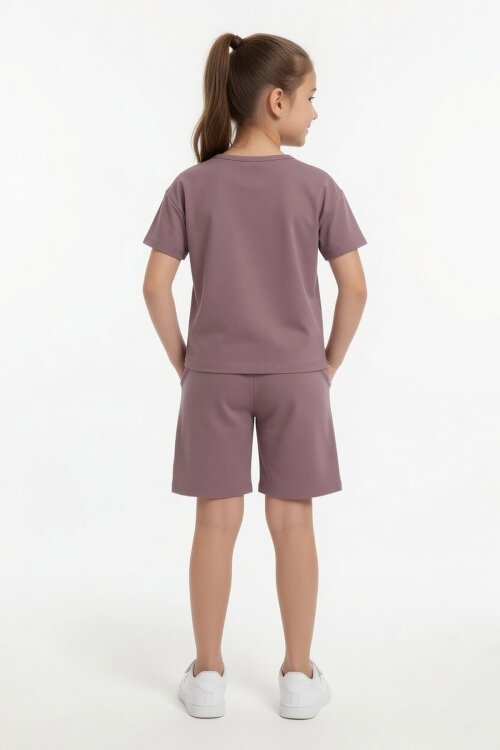 Gül Kurusu Sweet Yazılı Karakter Baskılı Kız Çocuk Şortlu 2li Takım 23995