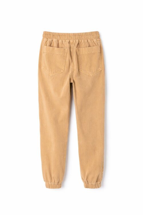Hardal Bel ve Paçası Lastikli Erkek Çocuk Keten Pantolon 20411