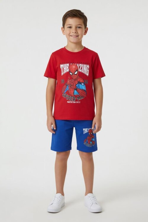 Kırmızı Amazing Örümcek Adam Baskı Erkek Çocuk Şortlu 2li Takım 23984