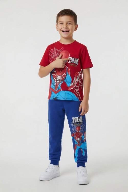 Kırmızı Erkek Çocuk Örümcek Adam Baskı Eşofmanlı Tişörtlü 2li Takım 23988