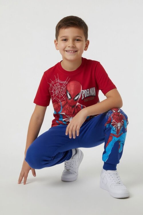 Kırmızı Erkek Çocuk Örümcek Adam Baskı Eşofmanlı Tişörtlü 2li Takım 23988