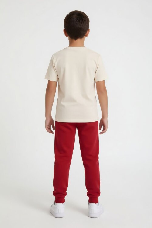 Kırmızı Kaykaycı Karakter Baskılı Tişörtlü Erkek Çocuk Eşofman Takım  23911