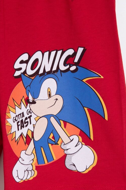 Kırmızı Kirpi Sonic Baskılı Erkek Çocuk Tişörtlü Şortlu 2li Takım 23977