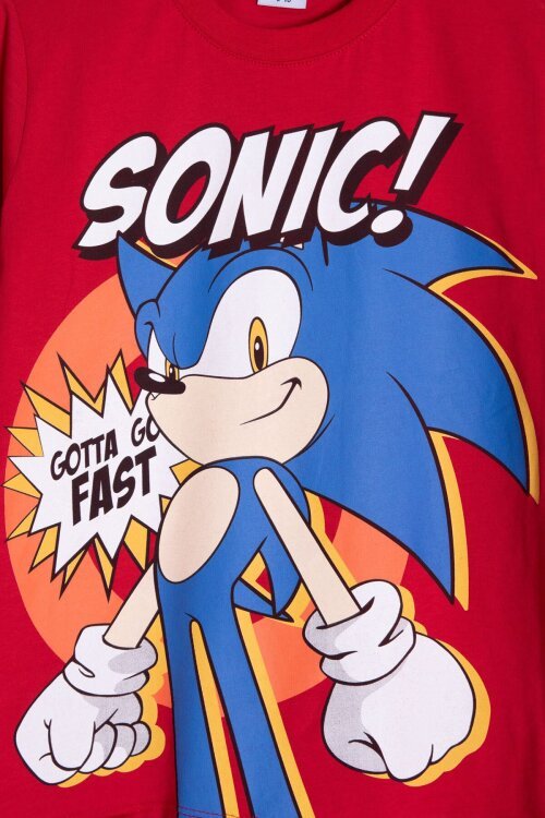 Kırmızı Kirpi Sonic Baskılı Erkek Çocuk Tişörtlü Şortlu 2li Takım 23977
