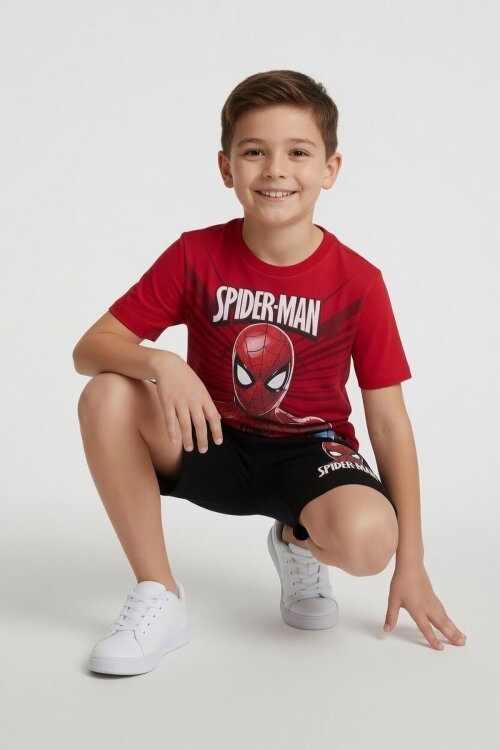 Kırmızı Örümcek Adam Temalı Tişörtlü Şortlu Erkek Çocuk 2li Takım  23962