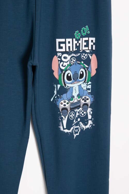 Koyu Mavi Gamer Karakter Baskılı Tişörtlü Erkek Çocuk Eşofman Takımı  23877