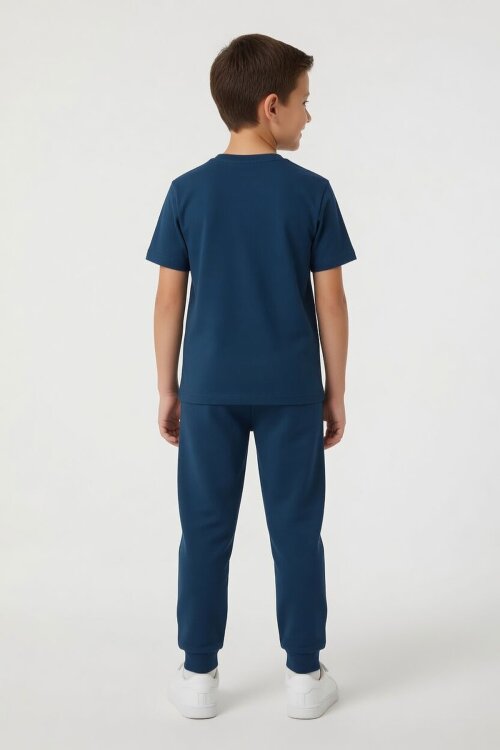 Koyu Mavi Gamer Karakter Baskılı Tişörtlü Erkek Çocuk Eşofman Takımı  23877