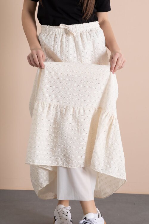 Krem Kız Çocuk Uzun Kesim Fistolu Etek  23778