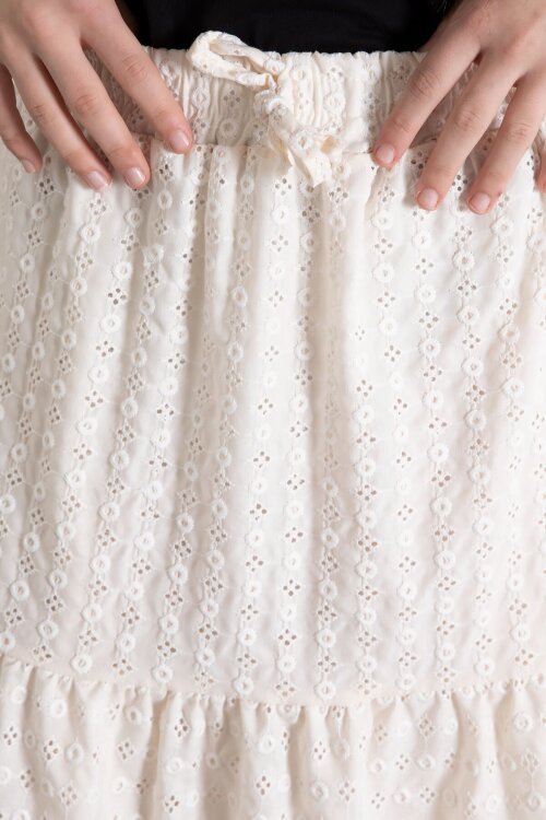 Krem Kız Çocuk Uzun Kesim Fistolu Etek  23778