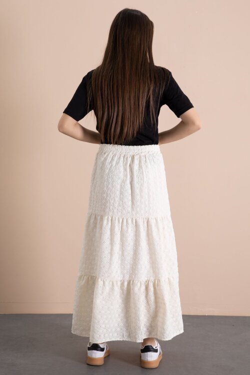 Krem Kız Çocuk Uzun Kesim Fistolu Etek  23778