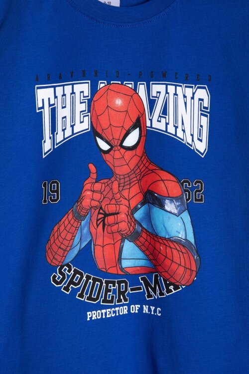 Lacivert Amazing Örümcek Adam Baskı Erkek Çocuk Şortlu 2li Takım 23983