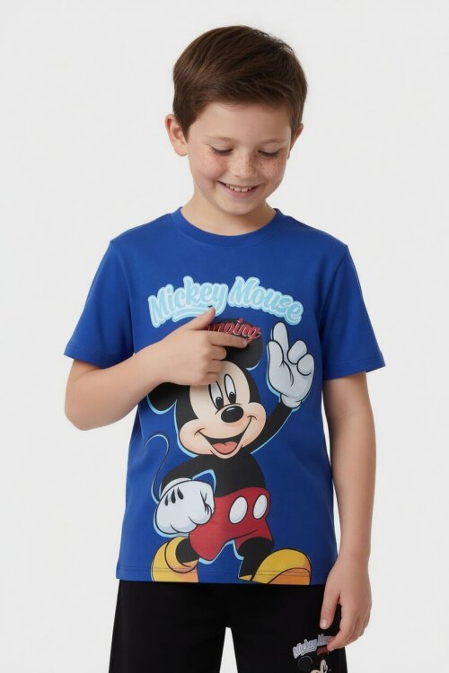Lacivert Erkek Çocuk Mickey Fare Baskılı Şortlu 2li Takım 23967