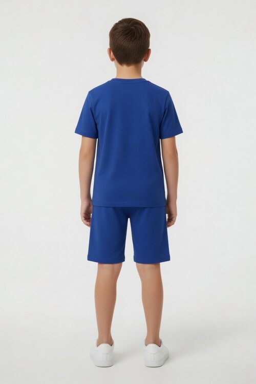 Lacivert Örümcek Adam Baskılı Tişörtlü Erkek Çocuk Şortlu Takım  23943