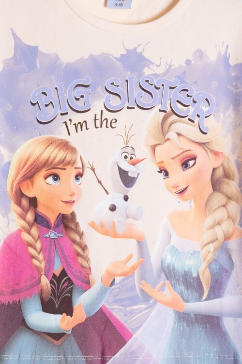 Lila Karlar Kraliçesi Baskılı Kız Çocuk Tişörtlü Şortlu Takım  23951