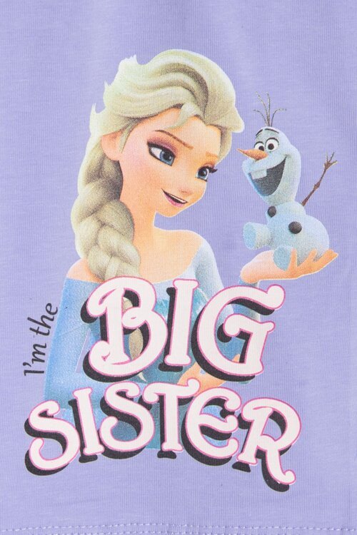 Lila Karlar Kraliçesi Baskılı Kız Çocuk Tişörtlü Şortlu Takım  23951