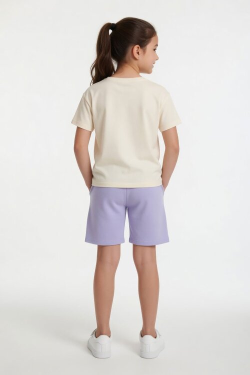 Lila Kız Çocuk Temalı Şortlu Tişörtlü 2li Alt Üst Takım  23935