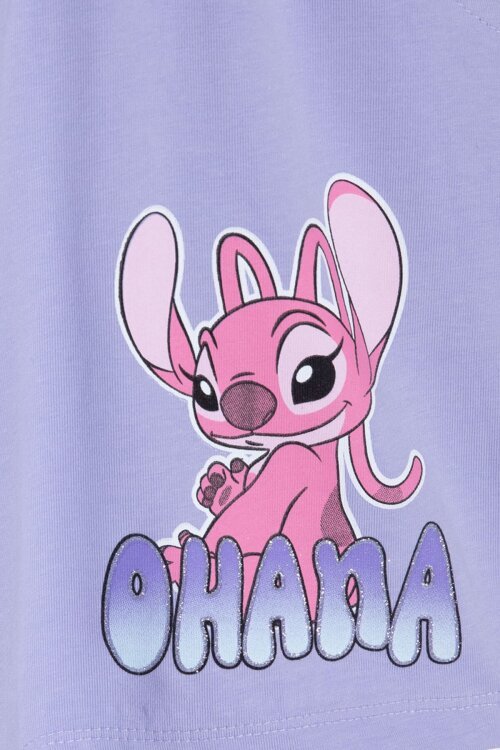 Lila Simli Karakter Baskılı Tişörtlü Kız Çocuk Şortlu 2li Takım 23918