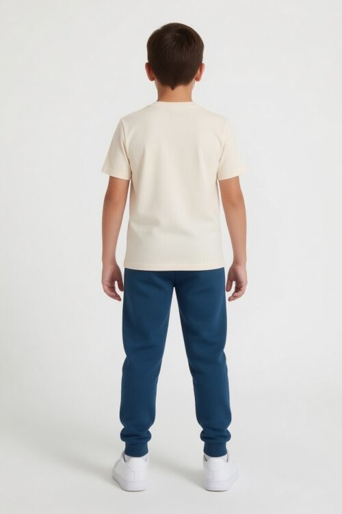 Mavi Çizgi Karakter Baskılı Tişörtlü Erkek Çocuk Eşofman Takımı 23873