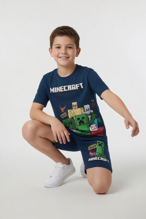 Mavi Erkek Çocuk Oyun Karakter Baskılı Şortlu 2li Takım  23986