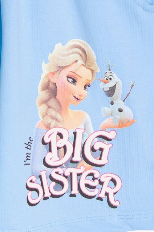 Mavi Karlar Kraliçesi Baskılı Kız Çocuk Tişörtlü Şortlu Takım  23950