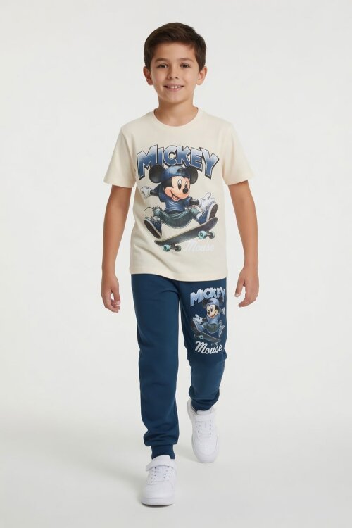 Mavi Kaykaycı Karakter Baskılı Tişörtlü Erkek Çocuk Eşofman Takım  23910