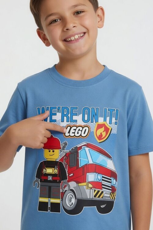 Mavi Lego Temalı Erkek Çocuk Tişörtlü ve Şortlu 2li Takım  23938