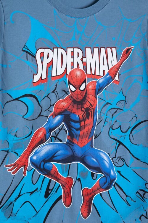 Mavi Örümcek Adam Baskılı Tişörtlü Erkek Çocuk Şortlu Takım  23942