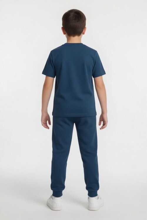 Mavi Timsah Baskılı Eşofmanlı Erkek Çocuk Tişörtlü 2li Takım  23915