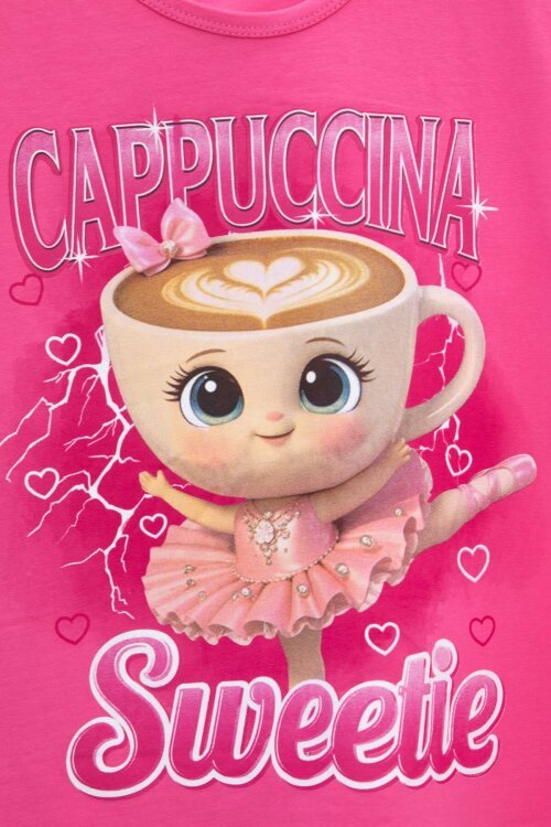 Pembe Ballerin Baskılı Geniş Paça Taytlı Kız Çocuk 2li Takım  23798