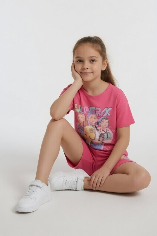 Pembe Girls Baskılı Kız Çocuk Şortlu Tişörtlü 2li Takım  23853