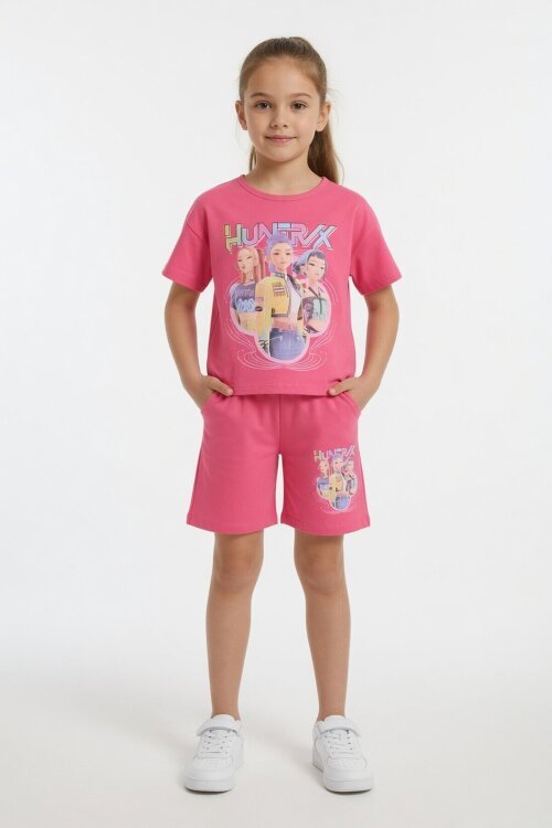 Pembe Girls Baskılı Kız Çocuk Şortlu Tişörtlü 2li Takım  23853