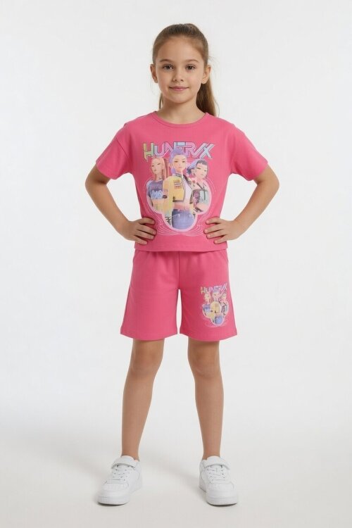 Pembe Girls Baskılı Kız Çocuk Şortlu Tişörtlü 2li Takım  23853