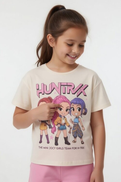 Pembe Kız Çocuk Temalı Şortlu Tişörtlü 2li Alt Üst Takım  23934