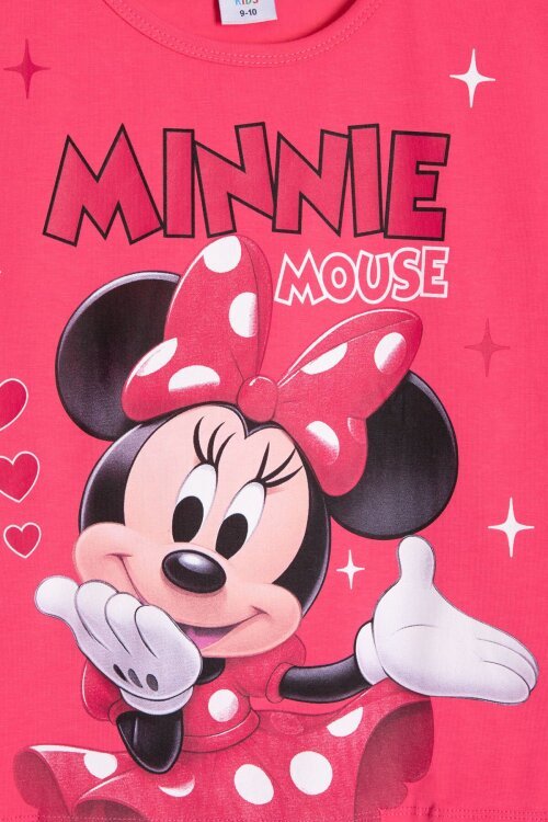 Pembe Minnie Desenli Tişörtlü Fitilli Pantolonlu Kız Çocuk Alt Üst Takım 23833