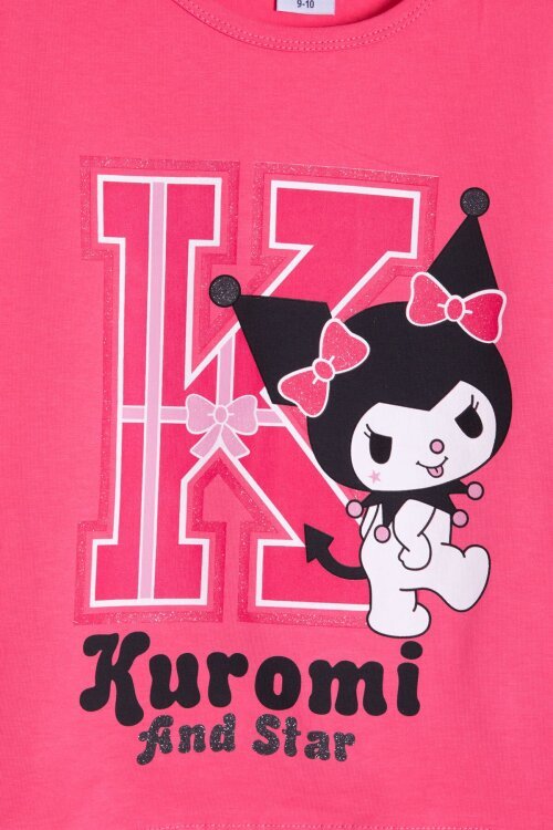 Pembe Sevimli Tavşan Baskı Bisiklet Yaka Kız Çocuk Şortlu Takım 23945