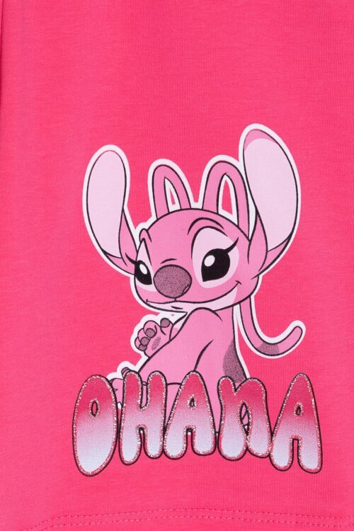 Pembe Simli Karakter Baskılı Tişörtlü Kız Çocuk Şortlu 2li Takım 23917