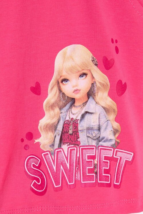 Pembe Sweet Yazılı Karakter Baskılı Kız Çocuk Şortlu 2li Takım 23993