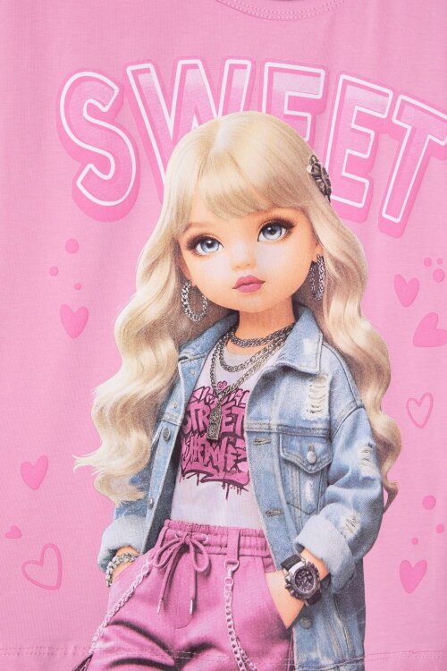 Pudra Sweet Yazılı Karakter Baskılı Kız Çocuk Şortlu 2li Takım 23996