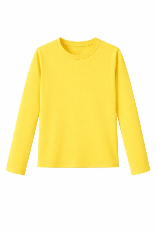 Sarı Uzun Kollu Kız Çocuk Düz Sweatshirt 16425