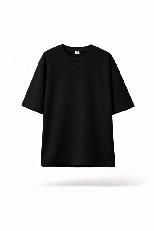 Siyah Düz Bisiklet Yaka Erkek Tişört 18079