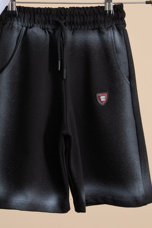 Siyah Grafiti Baskılı Tişörtlü Şortlu Erkek Çocuk 2li Takım  23772